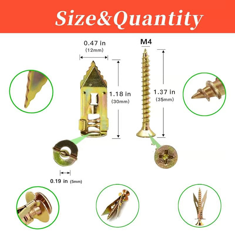 Self Drilling Drywall Anchors with Screws Kit